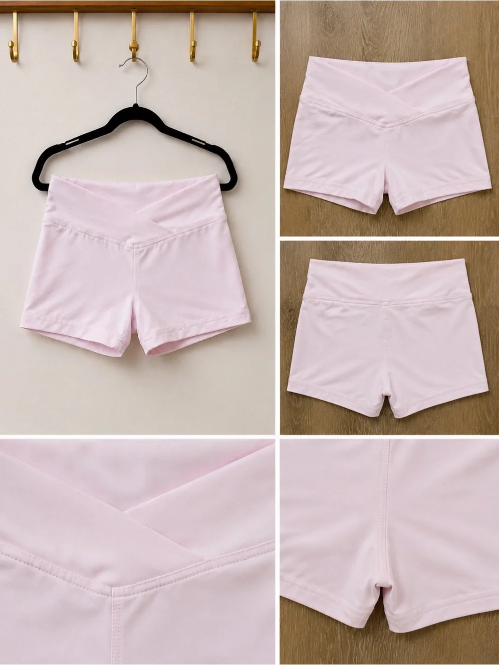 Light Pink V-Waist Athletic Shorts